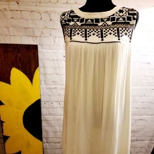 Embroidered White and Black Summer Dress